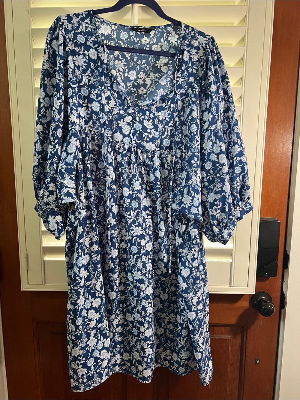 Blue Floral Babydoll Dress - Women's